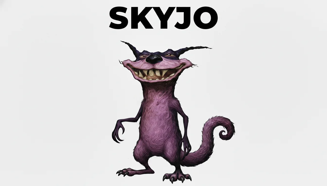 Skyjo, purple grinning mascot of AI Hustle Generation by Coach BK Han